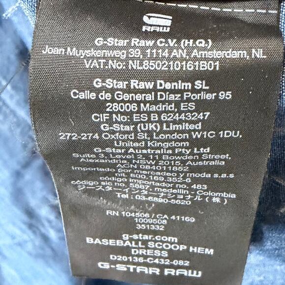 G Star Raw Baseball Scoop Hem Dress Womens XS Dark Blue Denim Chambray Relaxed - Picture 16 of 16
